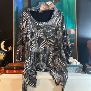 NWD Vintage Y2K Chic Black and White Women's Tunic Size Large